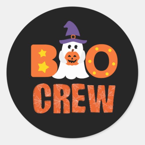 Boo Crew Funny Halloween Ghost Pumpkin Party Classic Round Sticker