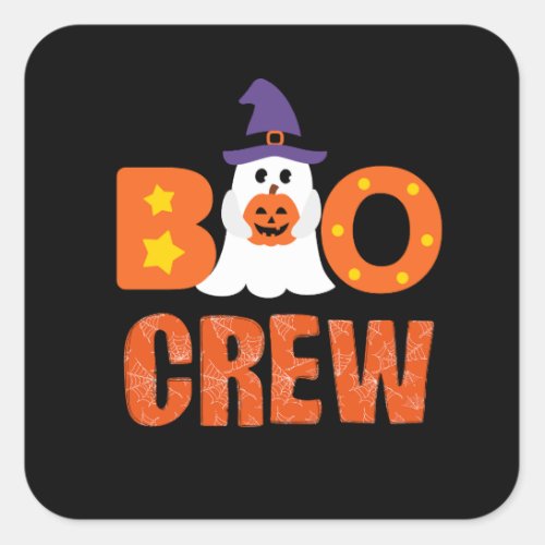 Boo Crew Funny Halloween Ghost Pumpkin Party Square Sticker