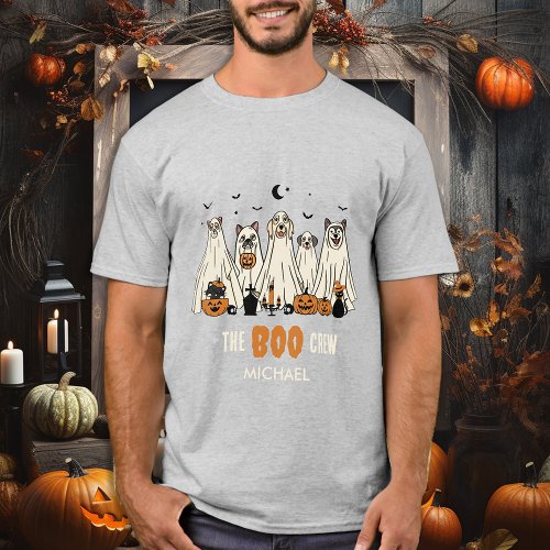 BOO Crew Ghost Dogs Personalize Matching Halloween T_Shirt