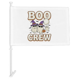 Boo Crew Ghost Halloween Vintage Vector Design_1 Car Flag
