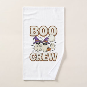Boo Crew Ghost Halloween Vintage Vector Design_1 Hand Towel