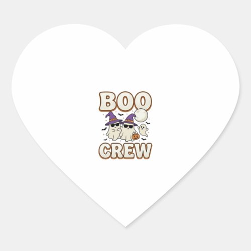 Boo Crew Ghost Halloween Vintage Vector Design_1 Heart Sticker