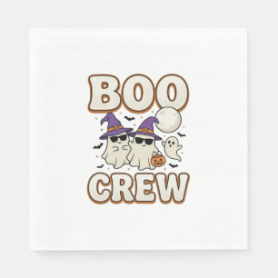 Boo Crew Ghost Halloween Vintage Vector Design_1 Napkins