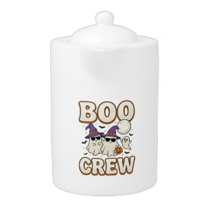 Boo Crew Ghost Halloween Vintage Vector Design_1 Teapot