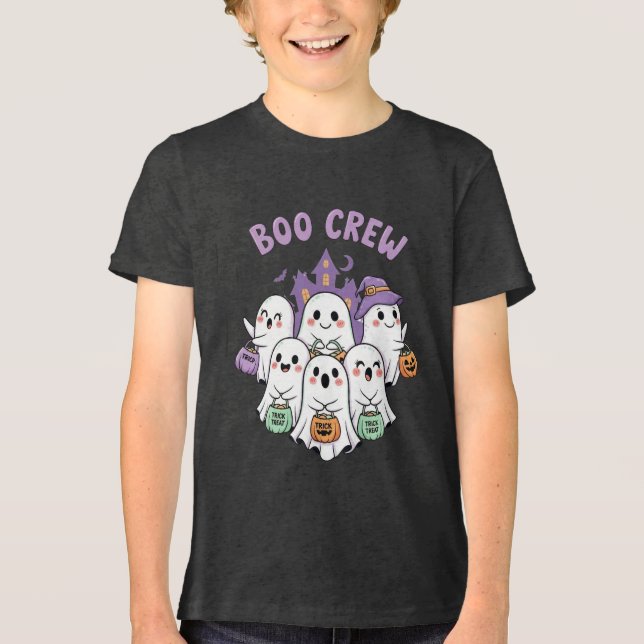 Boo Crew Ghosts Halloween Tri-Blend Shirt (Front)