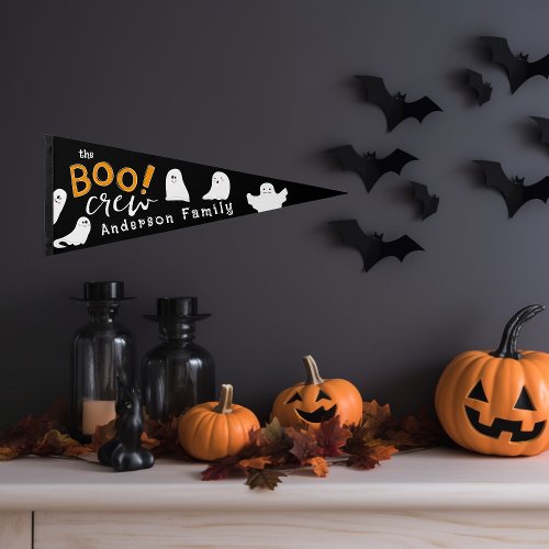 Boo Crew  Halloween Ghosts Family Name Pennant Flag