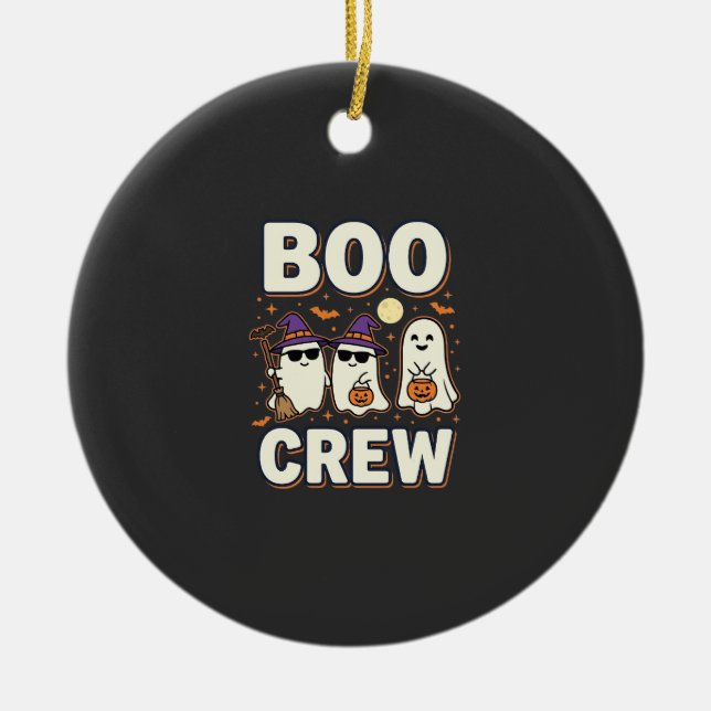 Boo Crew Halloween Ghosts Vector Design_1 Ceramic Ornament (Front)