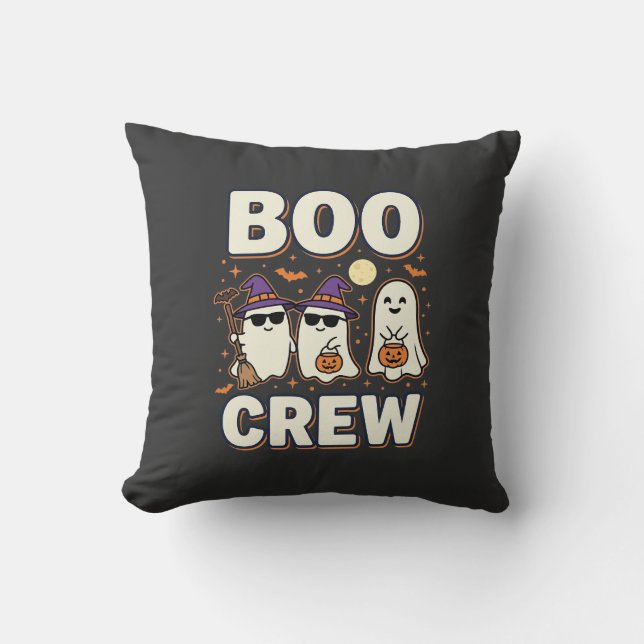 Boo Crew Halloween Ghosts Vector Design_1 Throw Pillow (Front)