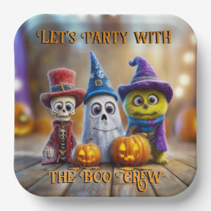 Boo Crew Halloween Party Ghost Skeleton Monster Paper Plates