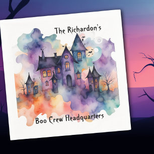 Boo Crew Headquarters Haunted House Halloween Napkins