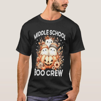 Boo Crew Middle School Teacher Wildflower Hallowee T-Shirt