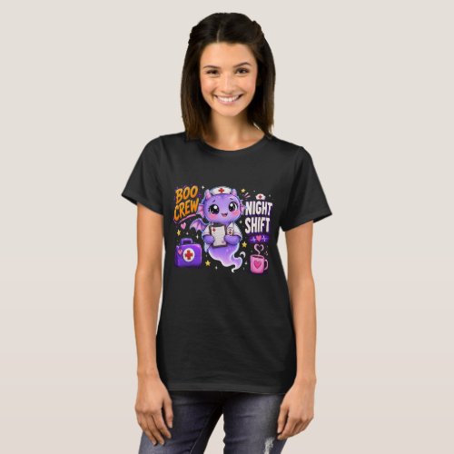 Boo Crew Night Shift Nurse Ghost Halloween Shirt