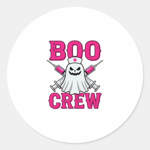 Boo Crew Nurse Ghost Halloween Classic Round Sticker