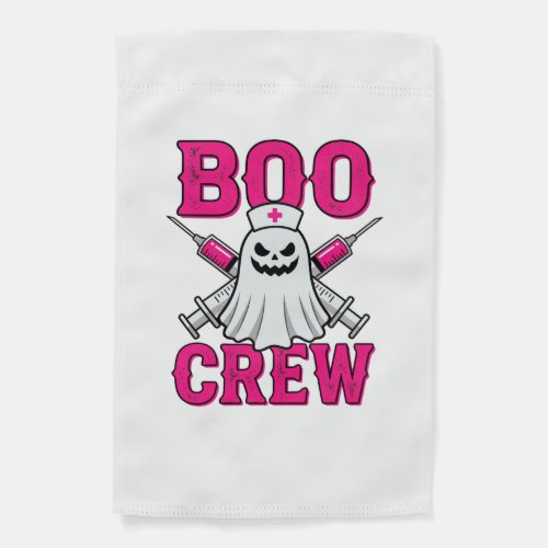 Boo Crew Nurse Ghost Halloween Garden Flag