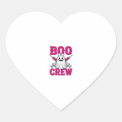 Boo Crew Nurse Ghost Halloween Heart Sticker