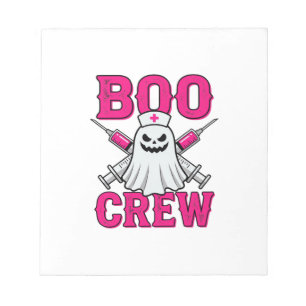 Boo Crew Nurse Ghost Halloween Notepad