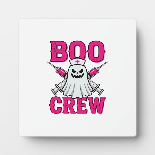 Boo Crew Nurse Ghost Halloween Plaque