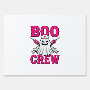 Boo Crew Nurse Ghost Halloween Sign