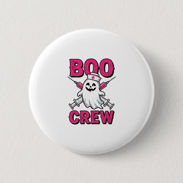 Boo Crew Nurse Ghost Halloween Vector Design_1 Button (Front)