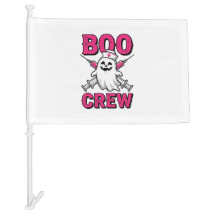 Boo Crew Nurse Ghost Halloween Vector Design_1 Car Flag