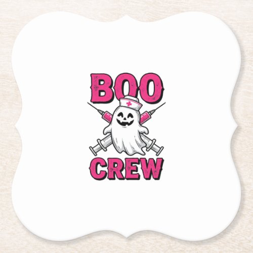Boo Crew Nurse Ghost Halloween Vector Design_1 Paper Coaster