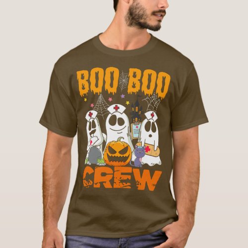 Boo Crew Nurse Team Halloween Ghost Boo Crew Retro T_Shirt