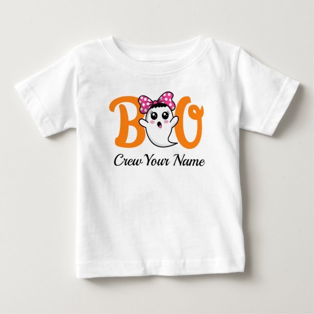 Boo Crew Orange Halloween Family Personalized  Baby T-Shirt (Front)