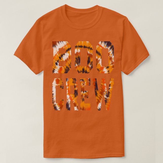 Boo Crew Orange Tie Dye  Matching Halloween Haunte T-Shirt (Design Front)