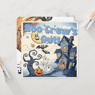 Boo Crew’s Out! Vintage Halloween Illustration Invitation