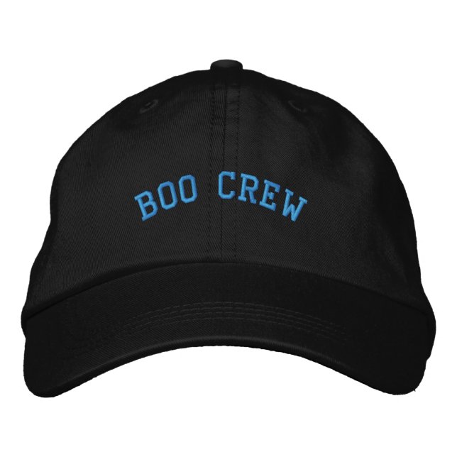 Boo Crew Text Halloween Vibe Perfect Comfort-Hat  Embroidered Baseball Cap (Front)