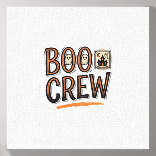 Boo Crew Vintage Halloween Engraving Shirt Design_ Canvas Photo Tile