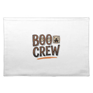 Boo Crew Vintage Halloween Engraving Shirt Design_ Cloth Placemat
