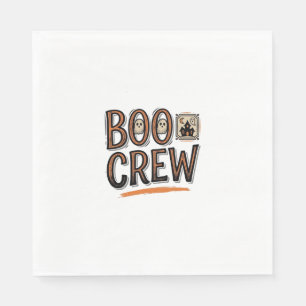 Boo Crew Vintage Halloween Engraving Shirt Design_ Napkins