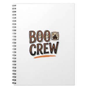 Boo Crew Vintage Halloween Engraving Shirt Design_ Notebook