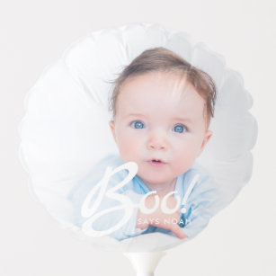 Boo! Custom Baby Photo and Name Typography Balloon