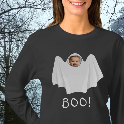 BOO custom photo ghost spooky scary Halloween fun T_Shirt