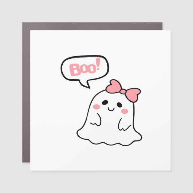 Boo! Cute Boo Minimal Clean Car Magnet (Front)