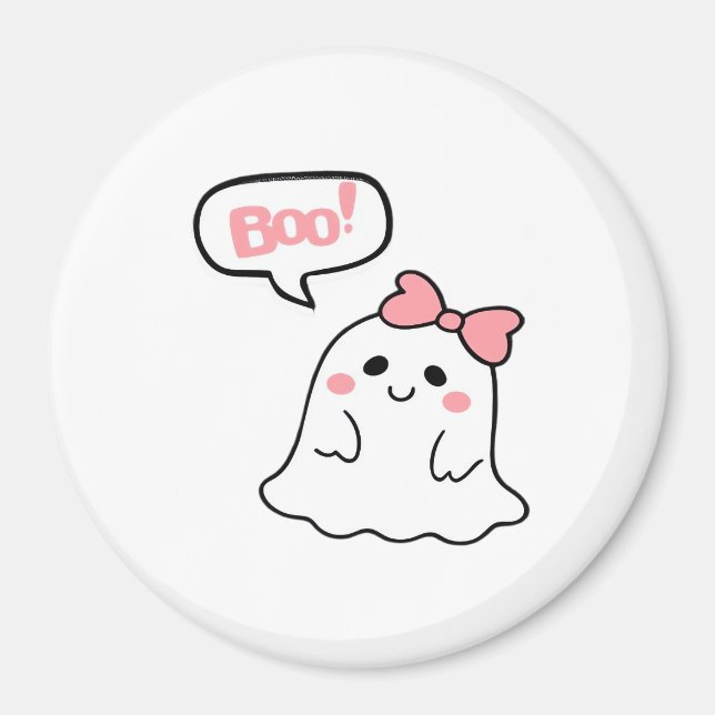 Boo! Cute Boo Minimal Clean Magnet (Front)
