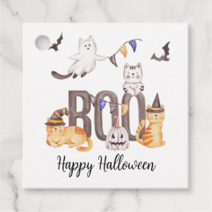 Boo Cute Cats Happy Halloween Ghosts Kid's Party Favor Tags