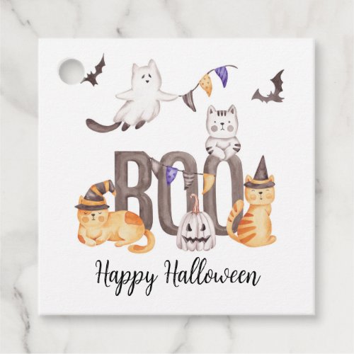 Boo Cute Cats Happy Halloween Ghosts Kids Party Favor Tags