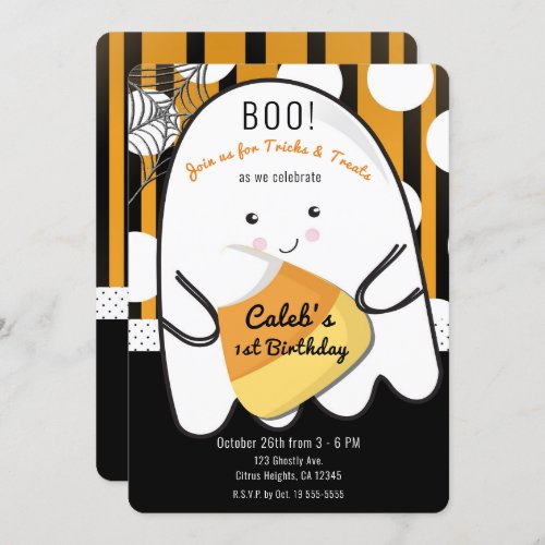 Boo Cute Ghost Halloween Kids Birthday Party Invitation