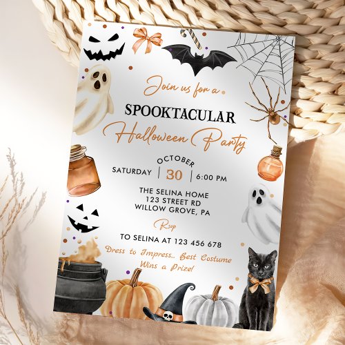 Boo Cute Ghost Halloween Party Pumpkin Invitation