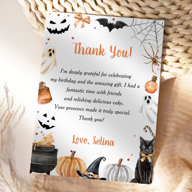 Boo Cute Ghost  Halloween Party Pumpkin Thank You Card (Creator Uploaded)