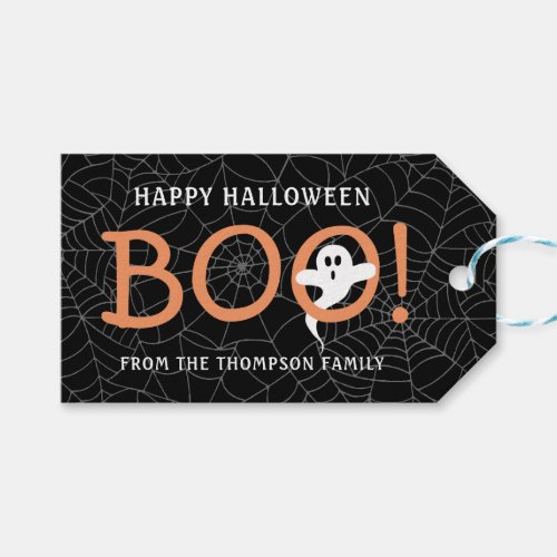 BOO Cute Ghost Halloween Spiderwebs Party Favor Gift Tags
