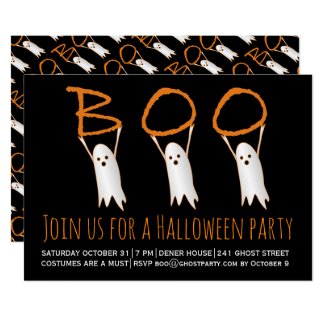 Boo cute ghosts modern Halloween party Invitation