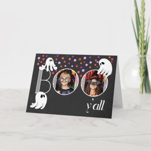 BOO Cute Ghosts with 2 Photos Halloween Holiday Card