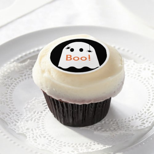 Boo Cute Halloween Ghost Cupcake Frosting Round