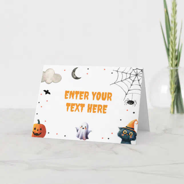 Boo Cute Halloween Ghost Food Label Birthday Party Thank You Card | Zazzle