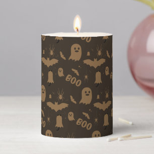 Boo Cute Halloween Pattern Pillar Candle