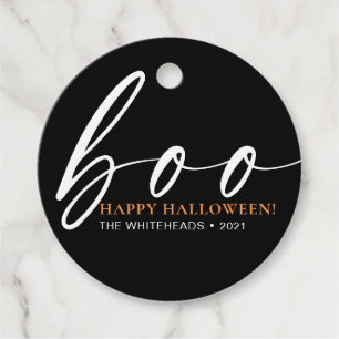 Boo Cute Happy Halloween Black Favor Tags